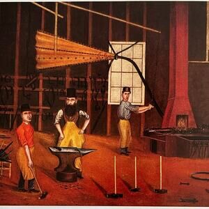 Blacksmith Shop Francis A Beckett Print, Naive Art, Industrial ~ 250727-WH 190 A